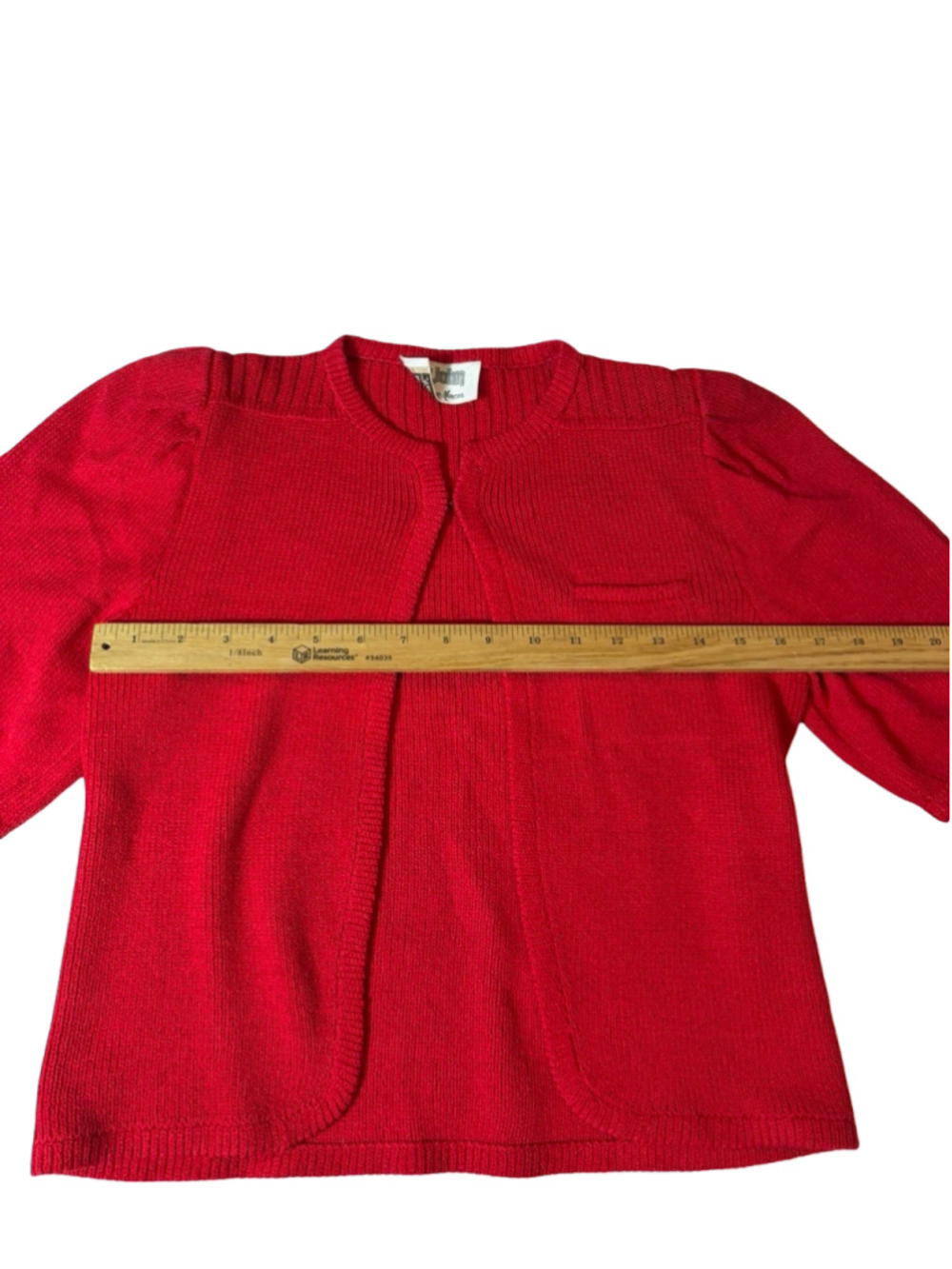 Vintage St. John Neiman Marcus Red Knit Short Sleeve Cardigan Jacket - Picture 3 of 6
